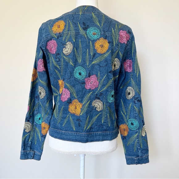 Ann Trinity | Vintage 90s Y2K Linen Blend Floral Embroidered Jacket/Shacket | M - Picture 3 of 15